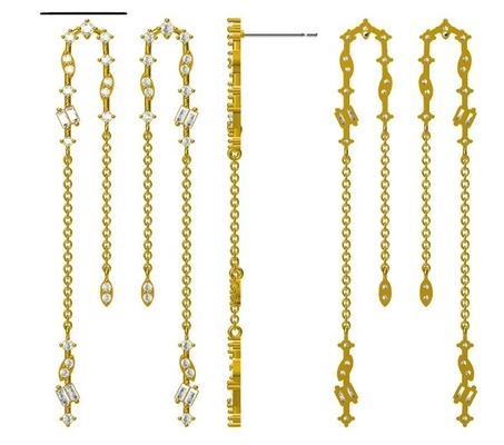 2024 Braziliaanse goudgeplatte drop chain oorbellen vrouwen 925 sterling zilver oorbellen