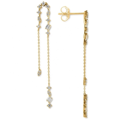 2024 Braziliaanse goudgeplatte drop chain oorbellen vrouwen 925 sterling zilver oorbellen