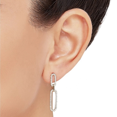 Wit Kubisch CZ 18K Goudverzorging Pave Link Drop Oorbellen Vrouwen Mode Juwelen