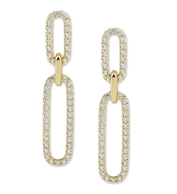 Wit Kubisch CZ 18K Goudverzorging Pave Link Drop Oorbellen Vrouwen Mode Juwelen