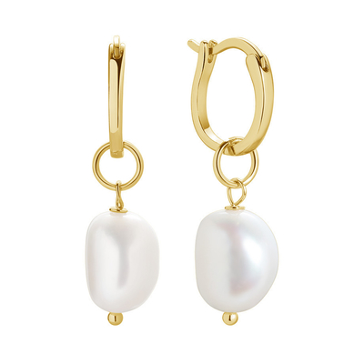 925 Sterling zilver 18K verguld zoetwater parel hoop oorbellen voor vrouwen trendy stijl