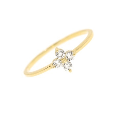 Elegant 18K goud Vermeil Vier Topaz Edelstenen Bloem 925 Sterling Zilveren Ringen