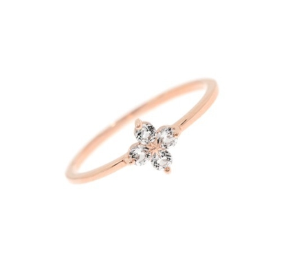 Elegant 18K goud Vermeil Vier Topaz Edelstenen Bloem 925 Sterling Zilveren Ringen