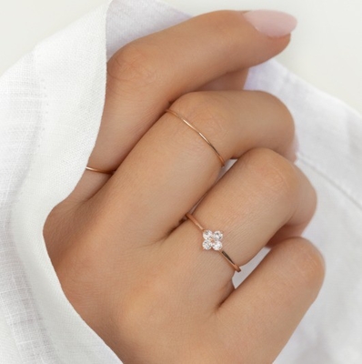 Elegant 18K goud Vermeil Vier Topaz Edelstenen Bloem 925 Sterling Zilveren Ringen