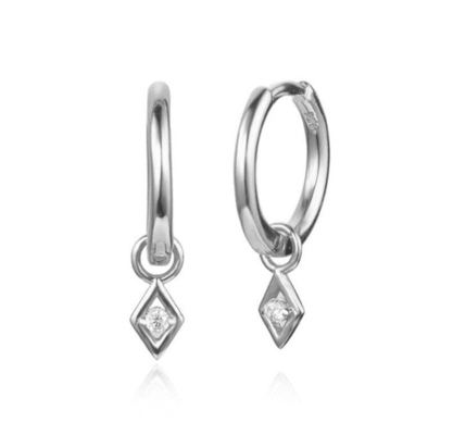 Optie Steenkleur Trendy 18k Echt Goud Geplatte Hoop Dangle Oorbellen in 925 Sterling Zilver