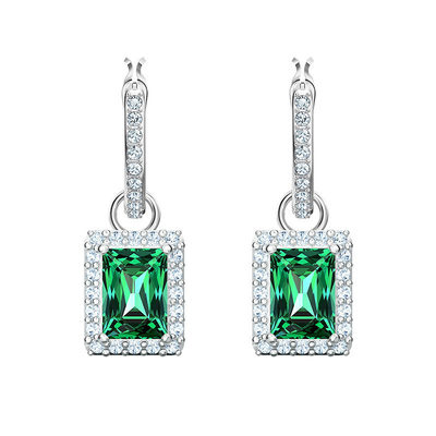 Groene CZ Diamant 925 Sterling zilver klassieke luxe hoop oorbellen voor dames mode