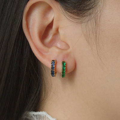 925 Sterling Silver Princess Groen CZ Diamanten oorbellen voor vrouwen