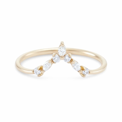 V-vormige stapelringen met rond en markise wit CZ in 925 sterling zilver