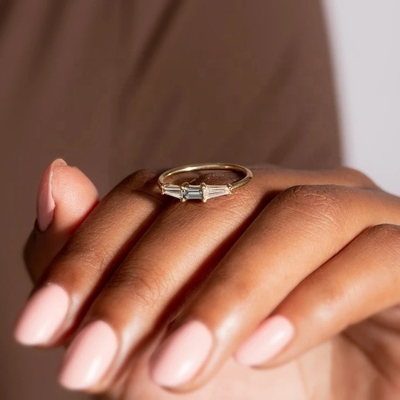 Fijne sieraden Drie stenen diamanten ringen op maat voor vrouwen in 14K 18K verguld