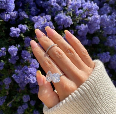 925 Sterling zilver Verlovingsring met twee stenen, met prong en witte CZ stenen