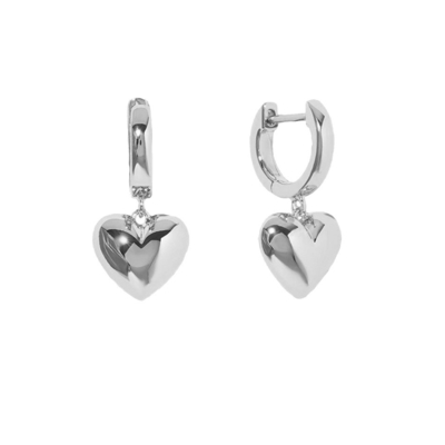 Luxe Hart Dangle Goud geplatte Hoop Oorbellen Sterling zilver 925 Juwelen voor vrouwen
