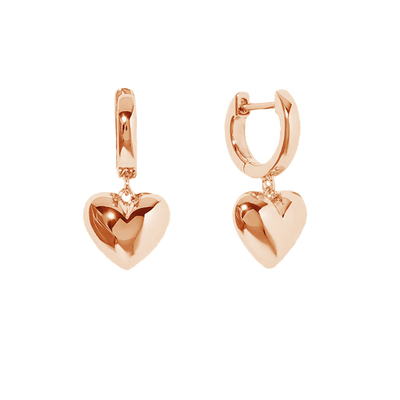 Luxe Hart Dangle Goud geplatte Hoop Oorbellen Sterling zilver 925 Juwelen voor vrouwen