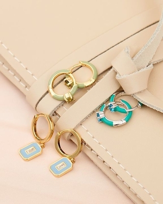 Neon Turquoise Emaille Micro Pave CZ Candy Kleurrijke Meisjes Vrouwen Oorbellen Eco-vriendelijk Ja