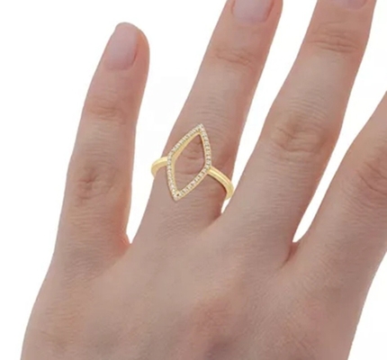 Verloving Wit CZ Rhombus Verklaring Ring Goud 925 Sterling Zilver Juwelen voor vrouwen