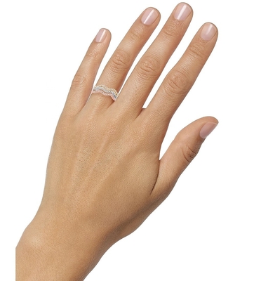 3 stukken Pave Ring Set Rhodium Plated Wave Ring Sterling Silver