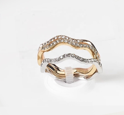 3 stukken Pave Ring Set Rhodium Plated Wave Ring Sterling Silver