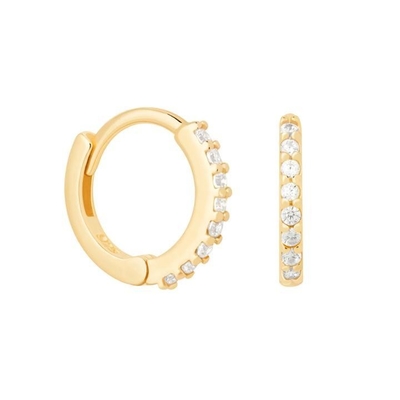 ODM 925 Sterling zilveren hoop oorbellen medium met kleine 18K goud vermeerdering