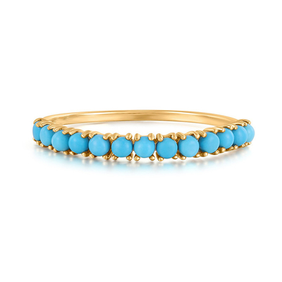 Persoonlijke sieraden Half Turquoise Goud geplatte Duurzame Delicaat 925 Zilveren Ringen Mode