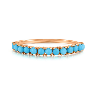 Persoonlijke sieraden Half Turquoise Goud geplatte Duurzame Delicaat 925 Zilveren Ringen Mode