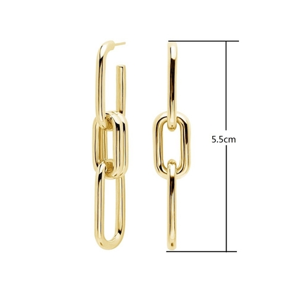 Goud geplatte zilveren gepersonaliseerde logo lange ketting drop oorbellen voor vrouwen winkelen