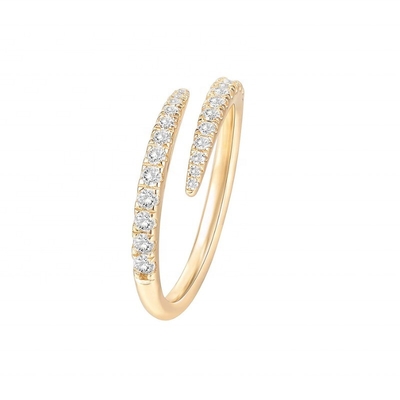 14K goud geplatte kubische zirconia open twist eeuwigheid band ring eco vriendelijk