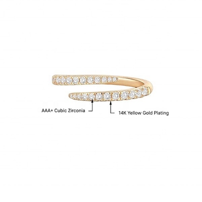 14K goud geplatte kubische zirconia open twist eeuwigheid band ring eco vriendelijk
