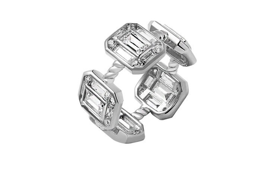 Emerald White CZ Vrouwen Eternity Band Baguette 18K Goud 925 Sterling Zilveren Ringen