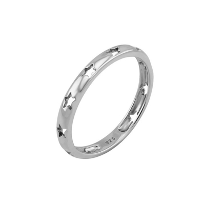 Trendy Style Star Hollow Eternity Band Ringen in 925 zilver Juwelen met 18K goud