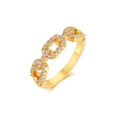 925 Sterling zilver curb link ketting ring 18K vrouwen kubische zirconia ringen