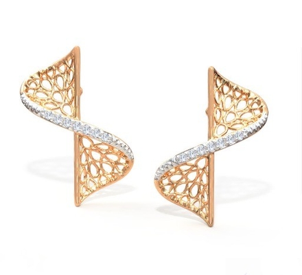 2024 oorbel set met Pave Setting Technology en Cubic Zirconia Swerve Twist Studs