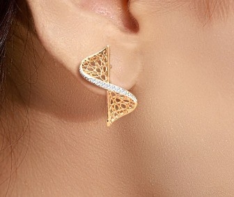 2024 oorbel set met Pave Setting Technology en Cubic Zirconia Swerve Twist Studs
