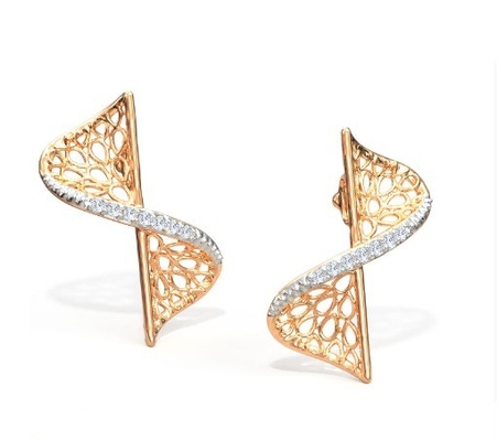 2024 oorbel set met Pave Setting Technology en Cubic Zirconia Swerve Twist Studs