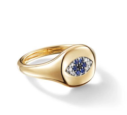 Braziliaanse kabel verzamelgoed Evil Eye Mini Pinkie Ring 18K Goud Wit CZ 925 Zilver