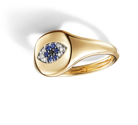 Braziliaanse kabel verzamelgoed Evil Eye Mini Pinkie Ring 18K Goud Wit CZ 925 Zilver