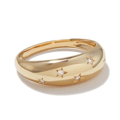Eternity Band Rings Braziliaanse 18K Gold Juwelen Ster 925 Sterling Silver Dome Vrouwen Ring