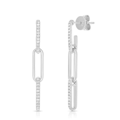 Retro paperclip rechthoekige ketting oorbellen in 925 sterling zilver voor dames avond