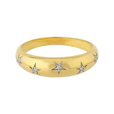 Dainty Domed Rings 14k 18k Gold Chunky Star Set Diamond Band Ring voor stijlvolle outfits
