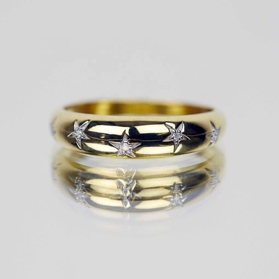 Dainty Domed Rings 14k 18k Gold Chunky Star Set Diamond Band Ring voor stijlvolle outfits