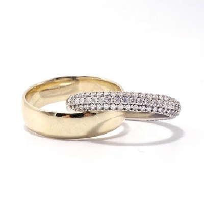 Mode Unisex rollende ringen Domed Diamond Band Wide Gold Plated Sterling Silver Rings