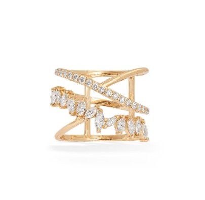 Partijverklaring Stuks Sterling zilver Rhodium geplatte Zig Zag Diamanten Ring voor vrouwen