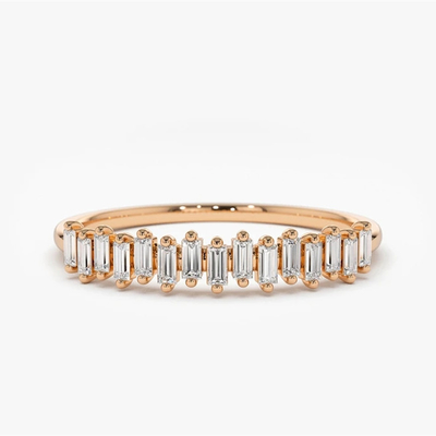 925 Sterling zilver CZ Diamant baguette Vrouwen eeuwigheid ring met gele goud