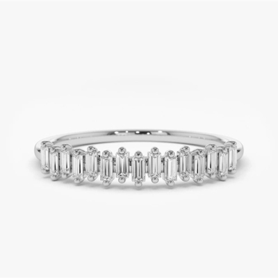 925 Sterling zilver CZ Diamant baguette Vrouwen eeuwigheid ring met gele goud
