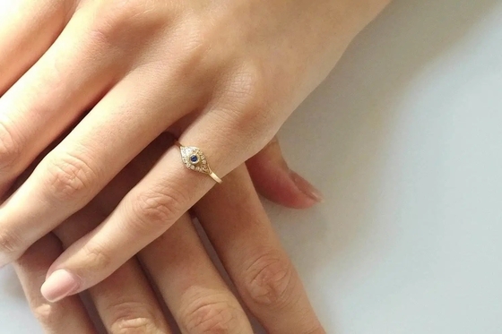 925 Sterling Silver Evil Eye Diamond Band Ring met zilverplating klassieke stijl