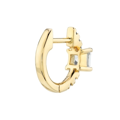 925 Sterling zilver mini goud geplatte baguette hoop Huggie oorbellen voor vrouwen sieraden