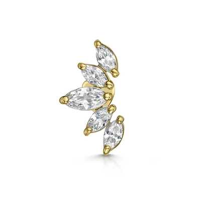 Goud geplatteerde Rhodium stud oorbellen Wit CZ voor vrouwen