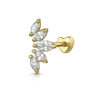 Goud geplatteerde Rhodium stud oorbellen Wit CZ voor vrouwen