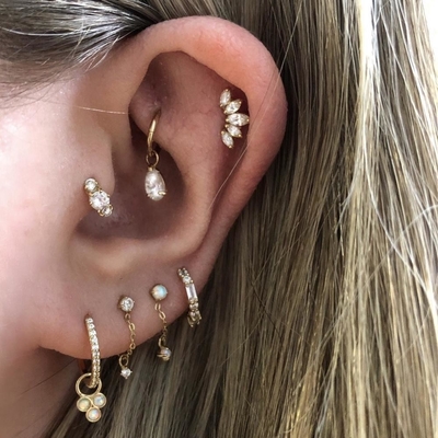 Goud geplatteerde Rhodium stud oorbellen Wit CZ voor vrouwen