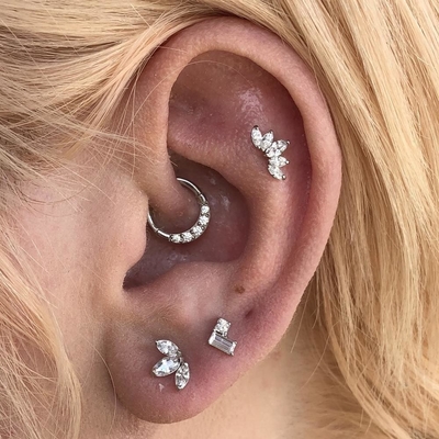 Goud geplatteerde Rhodium stud oorbellen Wit CZ voor vrouwen