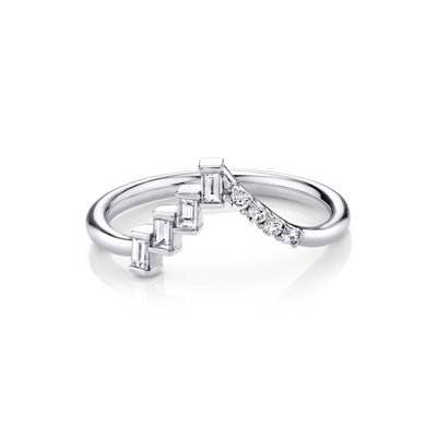 Aanbieden OEM Ronde Diamanten en Baguettes Eclectische Driehoek Zilveren Ring voor Vrouwen