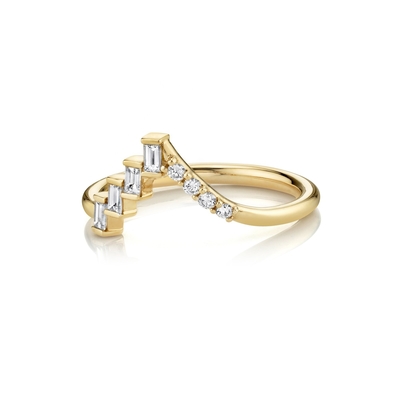 Aanbieden OEM Ronde Diamanten en Baguettes Eclectische Driehoek Zilveren Ring voor Vrouwen